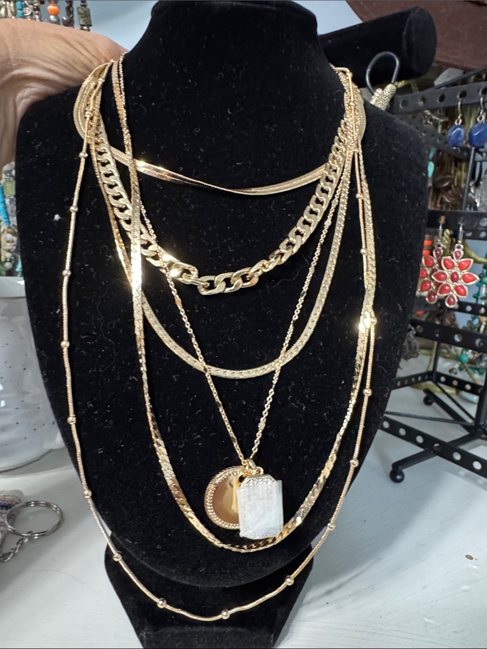 White House Black Market Layered Gold-tone Multi-Chain Necklace Set